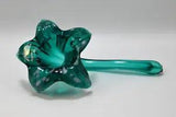 Cavalier Glass Hand Blown Green Art Glass Hibiscus Lily Stem Trumpet Flower