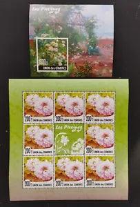 U. of COMORE-Flowers-PEONY-1M/Sh.+ 1 S/Sh.Imperf.-MNH**-ICO 170