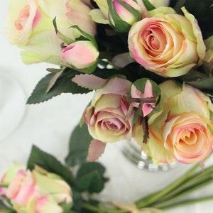Luxury Silk 9 Rose Bouquet in White 11" Tall