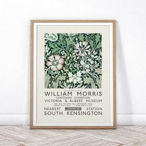 William Morris Exhibition Poster, Art Nouveau, Morris Flower Pattern, Home Decor, Gift Idea, Green Flower Print, Bedroom Wall Decor 53A