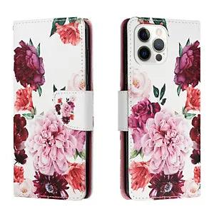 Peony Flower Wallet PU Leather Case Cover Strap For iphone 13 12 11 Pro Max