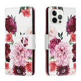 Peony Flower Wallet PU Leather Case Cover Strap For iphone 13 12 11 Pro Max