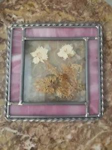 Vintage Pressed flowers Beveled Stained Glass Sun Catcher