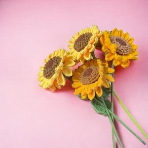 2pcs handmade Sunflower crochet, Crochet Flowers, Crochet Kit, Sunflowers, Crochet lover, Gift for Mom, Handmade Knitted Flowers, knit lover