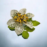 Vintage 1950s 60 Brooch Scarf Pin Enamel Open Work Filigree Whimsical Lily Daisy