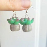 Green Succulent Earrings,plant Earrings,Clay Earrings,Cute Earrings,Miniature Earrings