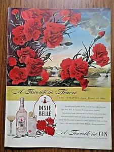 1945 Dixie Belle Gin Ad The Carnation State Flower of Ohio