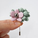 Pink orchid pin brooch / Orchid jewelry / Wedding accessories / Phalaenopsis brooch / Pastel rose ash color / Polymer clay
