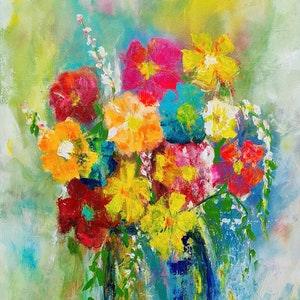 Karen??s Technicolour Bouquet - Mint by Michelle Decoupage Paper - Artisan Furniture Art Paper - Furniture Decoupage Papers