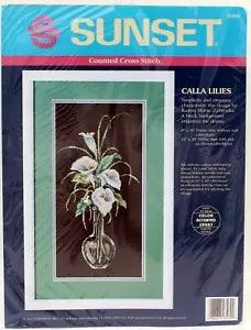 Calla Lilies Sunset Counted Cross Stich Exotic Flower Zabroski 13569 Black 8x16