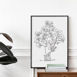 Orchids Single Line Drawing,Flower Printable Wall Decor #1