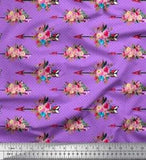 Soimoi Purple Cotton Poplin Fabric Dot & Ranunculus Floral Printed-hvK