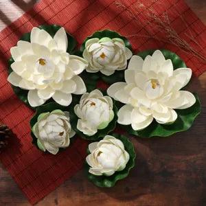 6PCS artificial floating lotus artificial flowers Pond Decoration Water Lily