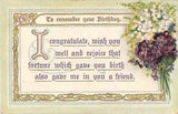 1912 Art Nouveau Birthday Postcard With Bouquet of Lily of the Valley & Violets
