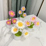 Handmade Original Cute crochet knitted Tulip Flowers Pot, Flowers centerpiece for Table ,windows,Home decor, Christmas ,personalized gifts
