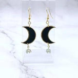 Black Moon Lily of the Valley Dangle Earrings