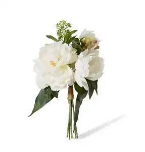 Elme Living 33cm Plastic Peony Sophia Bouquet Artifical Faux Flower Decor White