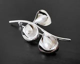 Vtg Sterling Silver Beau Simulated Pearl Cluster Tulip Lily Flower Pin Brooch