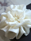 Larger Handmade Silk Flower Fabric Flower  (3-3/4 inches) In Ivory MY-439-01 Ready To Ship silk flower