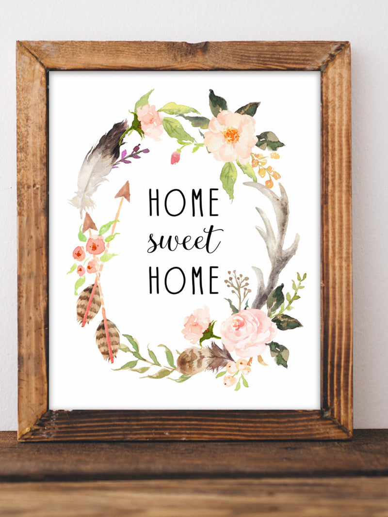 Home Sweet Home Print, Home Wall Art Guest Room Dorm Decor Guest Room Decor Floral Art Print House Warming Decor Gallery Wall Art house warming flower
