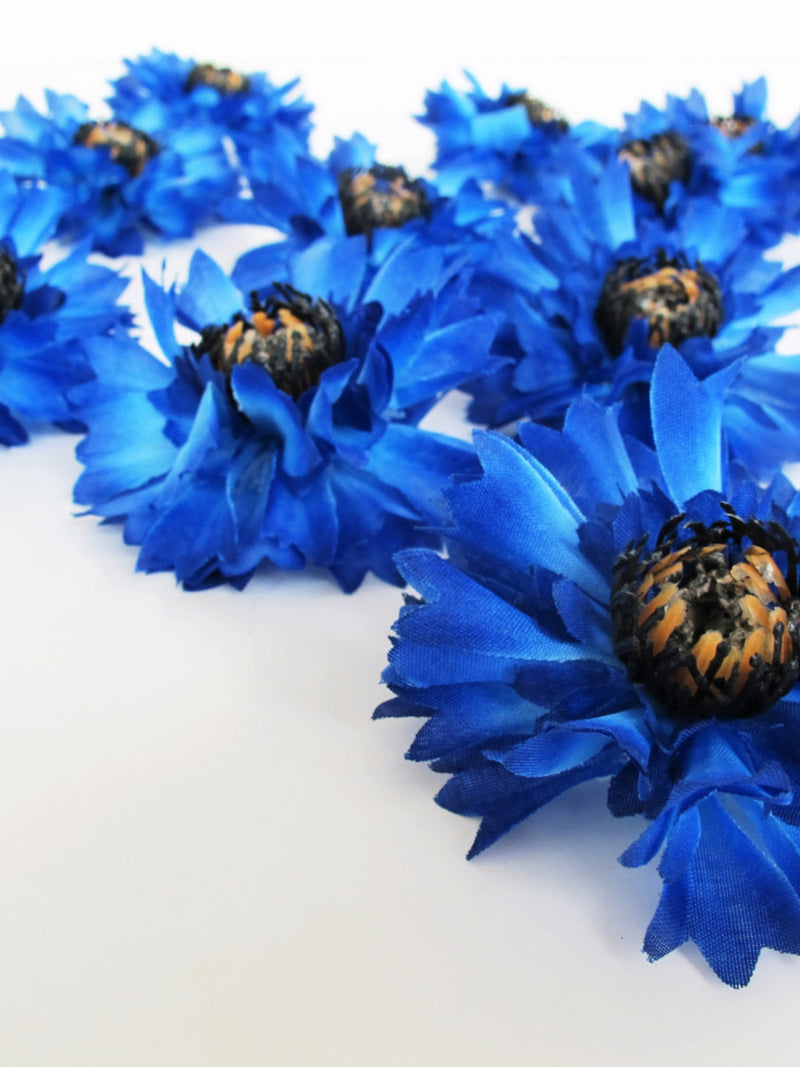 7 Blue Cornflower Blossoms - Bluebottle Silk Anemone Heads, Artificial Silk Flowers, blue blossoms Simulation Flower Home Party Dec silk flower