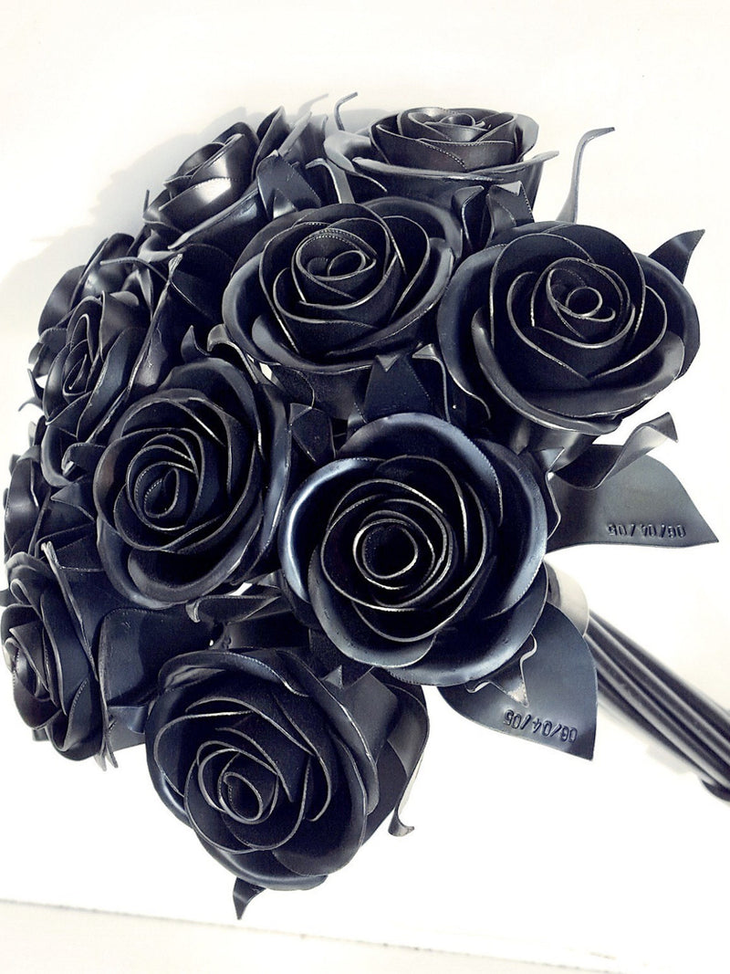Steel Rose Bouquet: 11th Anniversary Metal Flower Sculpture ANNIVERSARY