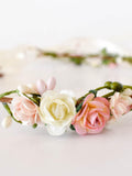 Flower crown. Pink, blush and cream flower crown. Wedding headpiece. Flower wedding crown. Bridesmaids crown. Boho wedding. Flowergirl crown silk flower