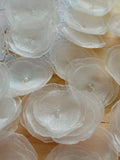 Handmade organza fabric flower appliques, floral embellishment supplies for crafts (15pcs)- SHEER SHIMMERY IVORY silk flower