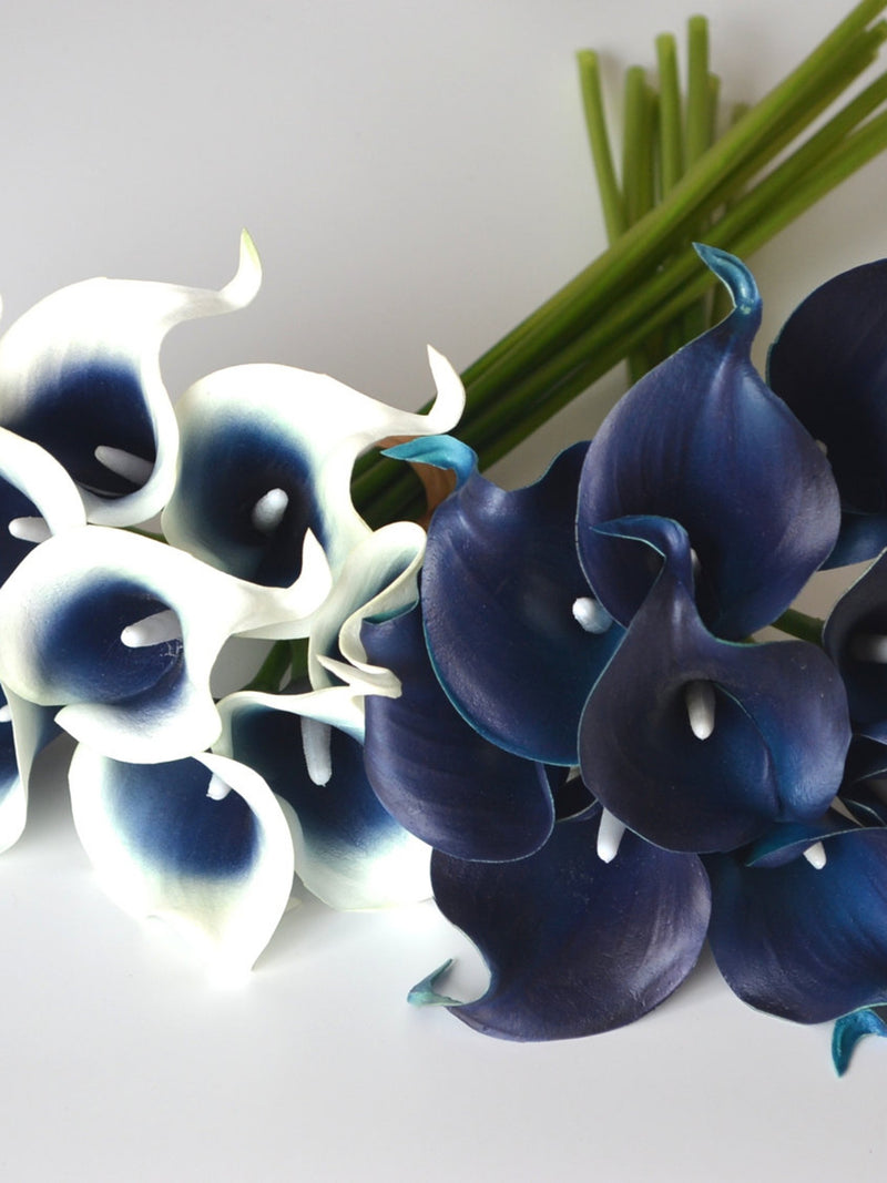 Navy Blue Picasso Calla Lilies Real Touch Flowers DIY Wedding Bouquets Centerpieces wedding flower