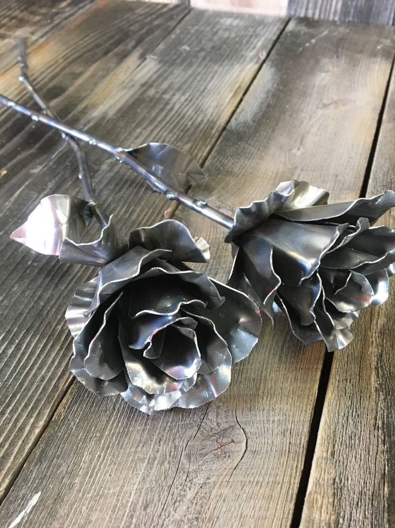 Handmade Steel Rose: Raw Metal Flower, Industrial Decor ANNIVERSARY