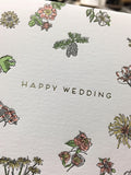 Happy Wedding Floral Letterpress Greeting Card wedding flower