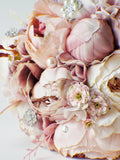 Peony Bridal Bouquet, Silk Wedding Flowers, Brooch Bouquet, Champagne Wedding Flowers, Vintage Wedding, Shabby Chic Wedding Bride Bridesmade silk flower