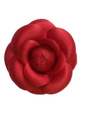 M&S Schmalberg 3" Red Satin Camellia Brooch Lapel Pin - Made in USA silk flower