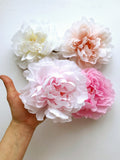 Silk Peony Flower Head: Large DIY Millinery Flowers (6.3'' Diameter) silk flower