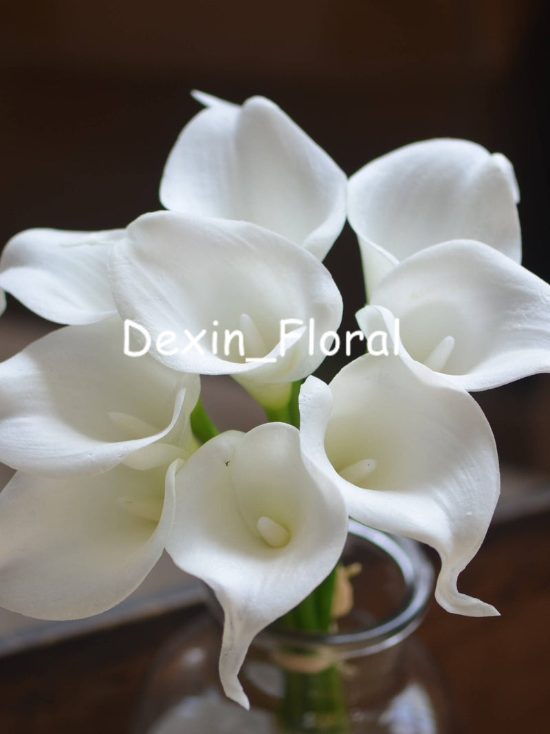 9 Stems Real Touch White Ivory Calla Lilies, Faux Flowers, Wedding Home Decorations,  DIY Florals Bouquets, Cream White wedding flower