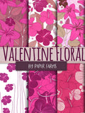 Valentine's digital paper, Valentine's scrapbook paper, flowers, floral, romance, love, pink, digital paper, scrapbook paper, DOWNLOAD Love Romance Flower