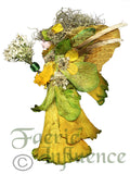 Faeries from Flowers, Art by Zella, 5X7 Fairy Note Cards with Envelopes, "Daleana" Daffodils, Garden and Forest Fairies flower spore