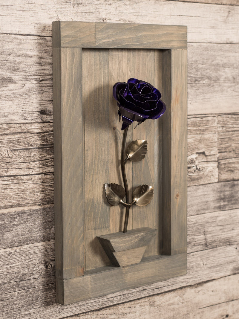 Personalized Gift - Framed Purple Metal Rose for Iron 6th Anniversary ANNIVERSARY
