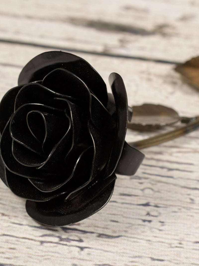 Personalized Gift - Hand-Forged Black Metal Rose - Iron Anniversary - Christmas Gift for Mom - 30th Birthday For Her - 50th Birthday Gift ANNIVERSARY