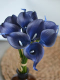 9 stems Navy Blue Calla Lilies Real Touch Flowers DIY Silk Bridal Bouquets Bridesmaids bouquets Wedding Centerpieces, Decorations silk flower