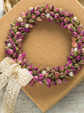 Wreath, Dried roses, Pink rose buds, Shabby chic decor, Romantic gift for her, Wedding decor, Vintage style flower wreath, Mother's Day house warming flower