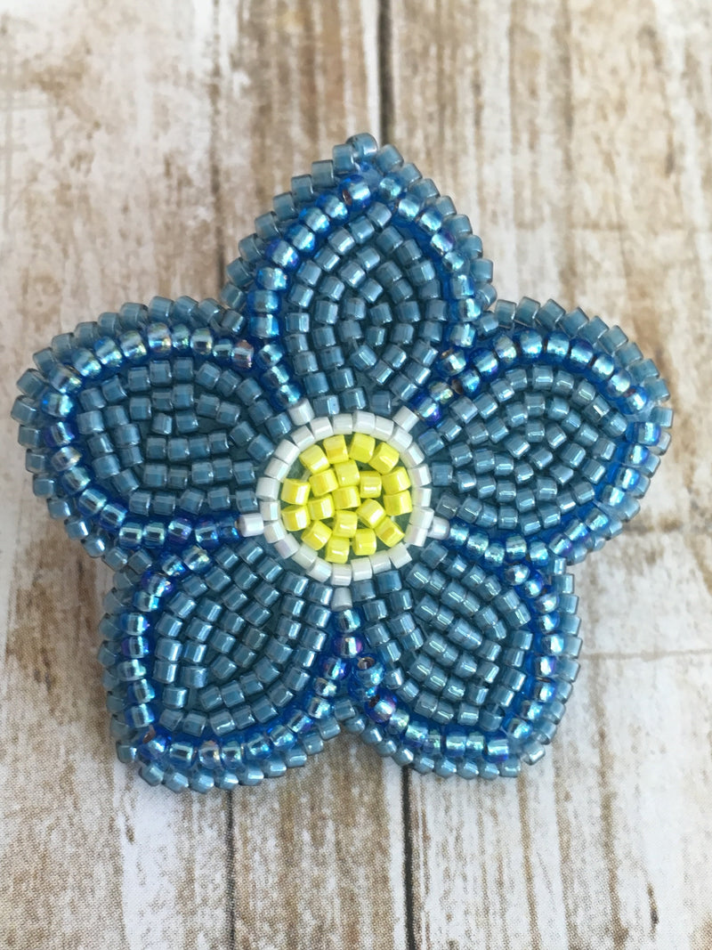 Forget Me Not Brooch, Delicate Blue Beaded Flower Pin, Lapel Pin for Friendship, Sympathy, Remembrance, September Birthday, Made to Order sympathy flower