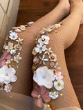 Carnations at Dawn Fishnet Stockings | Flower Wedding Vintage Pantyhose | 3D flower pin up tights flower spore