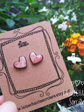 Cute little hearts in bloom earrings, pink peach, La MŽchante Sorci�re, love, jewel, jewelry, gift, Stainless steel studs, flowers, romance Love Romance Flower