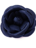 M&S Schmalberg 4" Navy Silk Camellia Brooch Pin (Lapel Pin).  Silk Fabric Flower Pin Made in New York silk flower