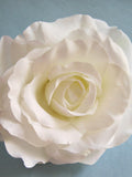 5" White Silk Flower Georgia Rose Brooch Pin silk flower