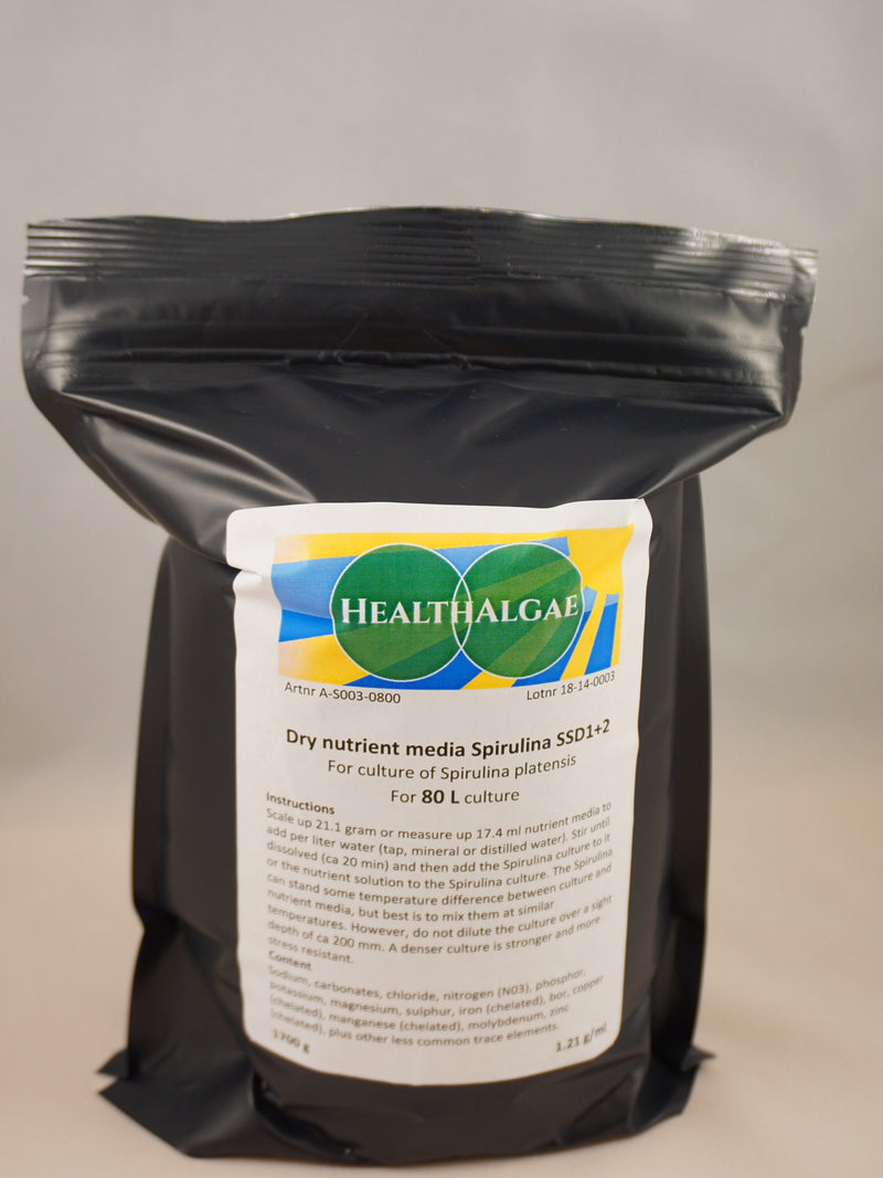 Spirulina platensis grow medium (80 L) Dry medium SSD1+2 for live algae culture (1700 gram, 80L) For growing living Spirulina flower spore