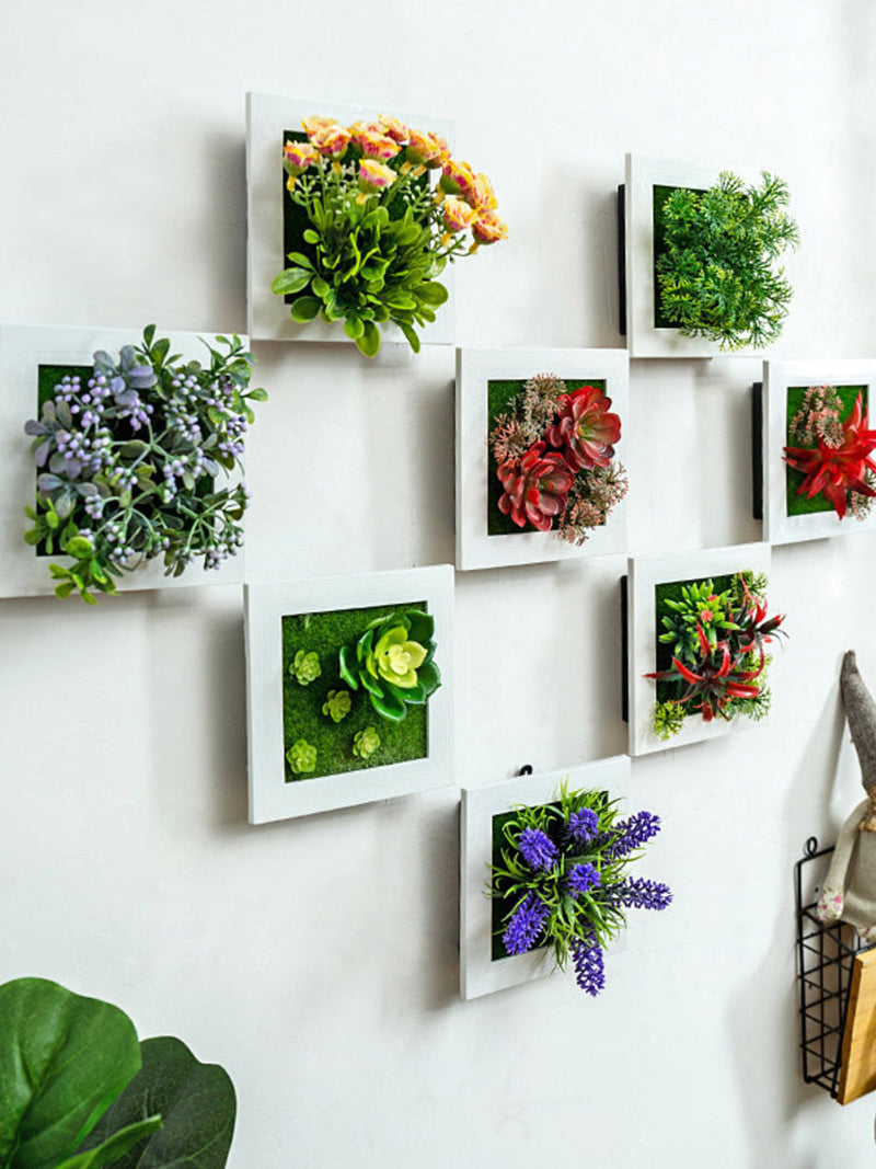 Artificial Flower Fake Plants Wall Hanging Decor,Fake Succulent Plant Frame for Bedroom,Restaurant faux plants