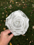 White Lace Roses with Stems, Lace Flower Bouquet, Lace Flowers, Lace Roses, 13th Wedding Anniversary Gift, Lace Gift for Her, Thirteenth wedding flower