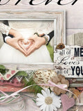 Romantic Love Scrapbook Kit  DISTRESSED HEARTS ,hearts,flowers,foliage,clocks, ribbons, buttons, frames, Wedding Scrapbook or Engagement Love Romance Flower